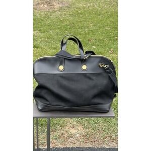 Dooney & Bourke Black Canvas Leather Trim Weekender Duffel Bag Made USA
